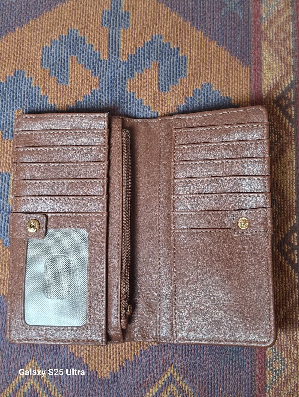 Fossil Liza Brown Leather Wallet Gold Hardware Bar Slim Bifold Clutch - Picture 9 of 16